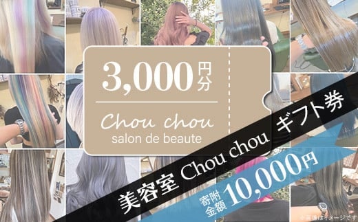 美容室Chou chouギフト券（3,000円分）【美容室 美容院 美容体験 ヘアサロン ヘアカット 利用券 ギフト券 美容 髪 シャンプー トリートメント ヘアスタイル】