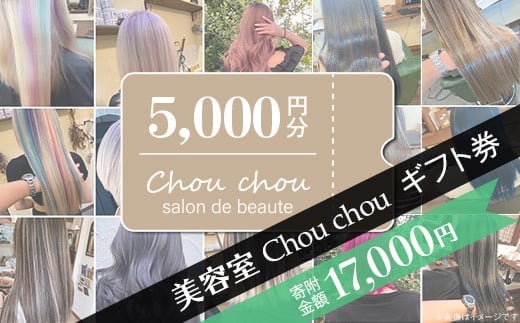美容室Chou chouギフト券（5,000円分）【美容室 美容院 美容体験 ヘアサロン ヘアカット 利用券 ギフト券 美容 髪 シャンプー トリートメント ヘアスタイル】