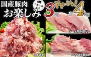 国産豚肉お楽しみ3種セット4kg（250g×16パック/小分け真空包装）【下妻工場直送】【豚肉 セット こま切れ 切り落とし ロース バラ 豚バラ 肉 豚こま切れ 小分け パック 便利 マルリン】
