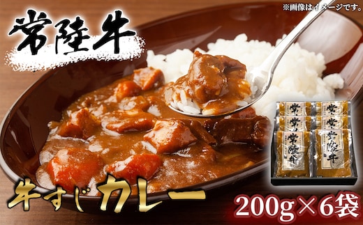 【常陸牛】牛すじカレー 200ｇ×6袋【牛すじ 常陸牛 カレー スパイス レトルト お手軽 本格 牛肉 カレーライス】
