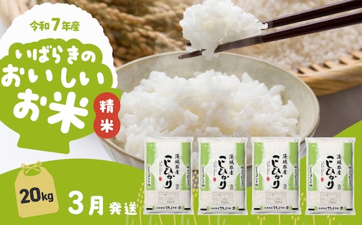 【3月発送】コシヒカリ 20kg (5kg x 4袋) 令和7年産 白米 精米 茨城県 下妻市 お米 米