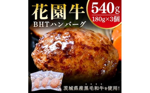 花園牛 BHTハンバーグ 180ｇ×3個【ハンバーグ 肉 お肉 贅沢 冷凍 茨城県 北茨城市】(BY002)