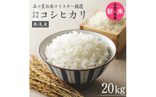 《 令和7年産 》茨城県産 無洗米 コシヒカリ 20kg ( 5kg × 4袋 ) こしひかり 米 コメ こめ 五ツ星 高品質 白米 精米 時短 期間限定