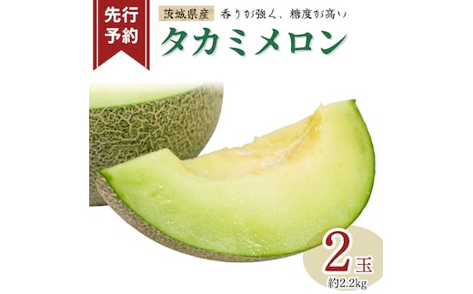 《 先行予約 》茨城県産 タカミ メロン 3L 2玉 ( 約 2.2kg ) 【 2026年6月初旬発送開始 】 タカミメロン たかみメロン 高果物 フルーツ 青肉 めろん 大玉 3Lサイズ 期間限定 旬 国産 貴味メロン