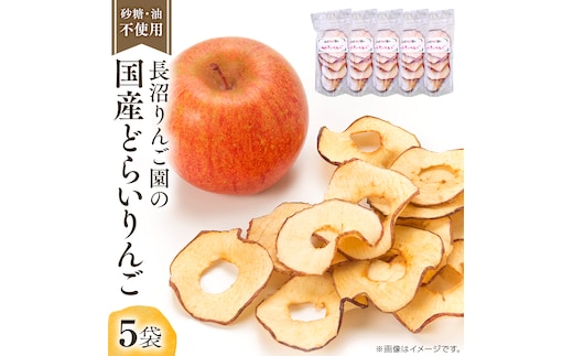 長沼りんご園 の どらいりんご 5袋 【 2025年9月より発送開始～ 】 砂糖不使用 オイル不使用 皮ごとカット ドライフルーツ 乾燥りんご 果物 りんご 国産 アップル リンゴ ドライアップル 自然派おやつ ヨーグルトに プチギフト
