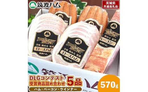 筑波ハム DLGコンテスト受賞商品 詰め合わせ ロースハムスライス ベーコン ウィンナー 合計570g ( 茨城県共通返礼品 ) 詰合せ 詰め合わせ 肉 豚 ウィンナー 熟成 贅沢