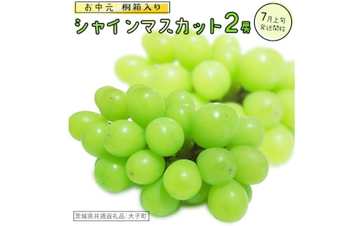 【 お中元 桐箱入り】 シャインマスカット ２房 【2026年7月上旬発送開始】(茨城県共通返礼品：大子町) ぶどう 葡萄 マスカット フルーツ 果物 贈答用 ギフト 贈り物