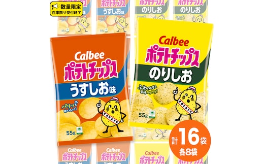 カルビー ポテトチップス レギュラー サイズ 2種類 詰め合わせ 16袋（ うすしお ／ のりしお ） ポテチ お菓子 おかし 大量 スナック おつまみ ジャガイモ じゃがいも まとめ買い