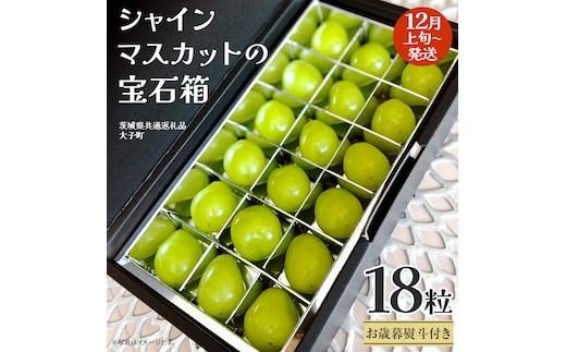 【 お歳暮 熨斗付き 】 シャインマスカット の宝石箱 18粒 (茨城県共通返礼品：大子町) ぶどう 葡萄 フルーツ 果物 贈答用 ギフト 贈り物