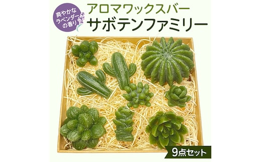 アロマワックスバー サボテンファミリー 9点セット ( ラベンダー / 緑色 ) アロマ キャンドル リラックス リラクゼーション 癒し 香り 香水 フレグランス 芳香 質の高い 睡眠 抗菌作用 空気清浄 サボテン さぼてん マスコット インテリア 雑貨