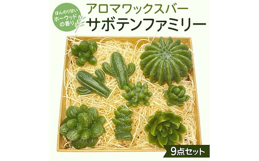 アロマワックスバー サボテンファミリー 9点セット ( ホーウッド / 緑色 ) アロマ キャンドル リラックス リラクゼーション 癒し 香り 香水 フレグランス 芳香 質の高い 睡眠 抗菌作用 空気清浄 サボテン さぼてん マスコット インテリア 雑貨