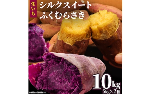 さつまいも 【 シルクスイート ・ ふくむらさき 】 5kg ( 箱込 )の 2箱セット さつまいも 詰合せ 国産 農園 野菜 サツマイモ 芋 期間限定 デザート スイーツ おやつ 料理 味噌汁 煮物 生芋