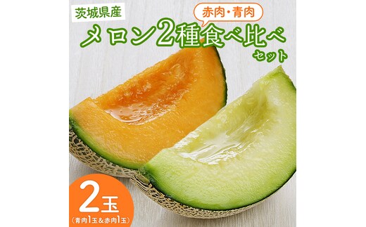 【5月下旬頃より発送】茨城県産 青肉・赤肉メロンセット 秀品または優品 3Lまたは4Lサイズ×各1玉入 おすすめ JA全農いばらき JA メロン めろん フルーツ くだもの 果物 国産旬 定番 旬 期間限定 青肉 赤肉 食べ比べ アンデス クインシー エルソル