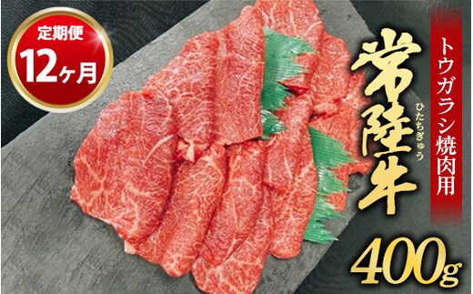 【定期便 12ヶ月】【希少部位】常陸牛トウガラシ焼肉用400g（茨城県共通返礼品 茨城県産）