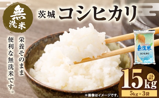 令和7年産 茨城コシヒカリ 無洗米 15kg（5kg×3袋） | 米 お米 おこめ 白米 こしひかりごはん 国産
