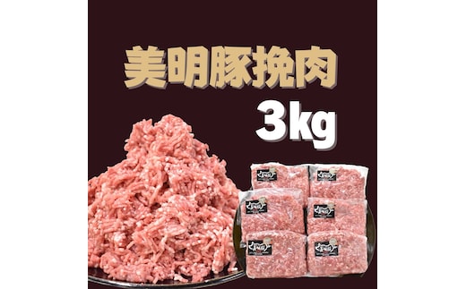【美明豚】挽肉 約500g×6パック｜肉 お肉 ひき肉 豚肉 挽肉 美明豚 豚 ハンバーグ 煮物 キーマカレー 茨城県 行方市(DH-4-1)