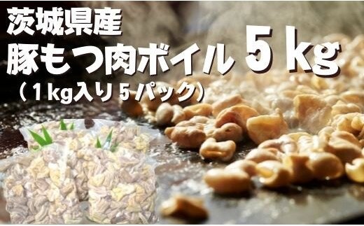 DH-16 茨城県産 豚もつ肉ボイル（1kg入り×5袋）