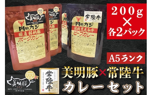 DT-42【常陸牛A5ランク】カレー２パック＋【美明豚】カレー２パック