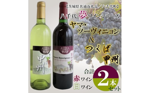 EC-15【茨城県共通返礼品／八千代町】八千代夢ワインシリーズ ヤマ・ソーヴィニョン（赤）・つくば甲州（白）２本セット