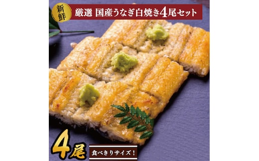 食べ切りサイズ！国内産うなぎの白焼(酒蒸し)100～120g 4尾 計400g以上|うなぎ 鰻 白焼 酒蒸し 食べ切り 茨城県 行方市（AD-128-3）