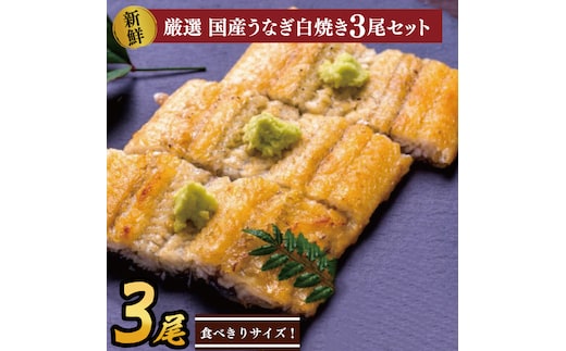食べ切りサイズ！国内産うなぎの白焼(酒蒸し)100～120g 3尾 計300g以上|うなぎ 鰻 白焼 酒蒸し 食べ切り 茨城県 行方市（AD-129-3）