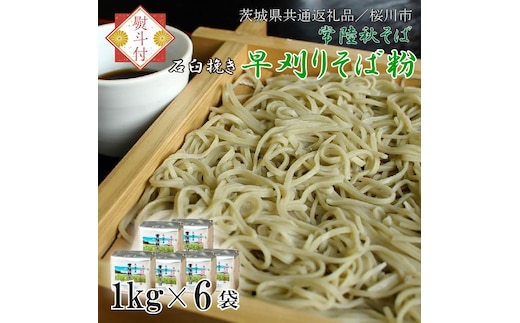 【茨城県共通返礼品／桜川市】《お歳暮》贈答用・熨斗付【常陸秋そば】石臼挽き早刈りそば粉 1kg×6袋入｜そば そば粉 常陸秋そば 茨城県共通返礼品 桜川市 お歳暮 贈り物 ギフト 年越しそば 茨城県 行方市(DX-29-2)