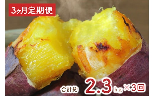 【3ヶ月定期便】★少し大きめサイズ★熟成紅はるか冷凍焼き芋2kg＋おまかせ品種さつまいも 合計約2.3kg｜さつまいも サツマイモ さつま芋 焼き芋 やきいも 冷凍 冷凍焼き芋 紅はるか 定期便 茨城県 行方市(EY-11)