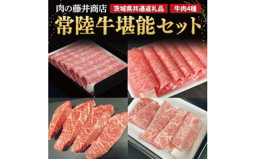【常陸牛】肉の藤井商店 ～常陸牛堪能セット～(茨城県共通返礼品)｜常陸牛 高級牛肉 贅沢セット ギフトセット バーベキュー BBQ 食べ比べセット お中元 お歳暮 国産 牛肉 肉 お肉 すき焼き A4ランク A5ランク ブランド牛 贈答 化粧箱 黒毛和牛 和牛 国産黒毛和牛 国産牛 希少部位(FL-26)