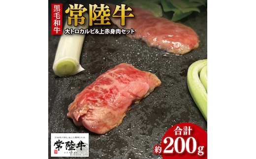 【数量限定】【最短7日発送】黒毛和牛 常陸牛 大トロカルビ(約100g) 上赤身肉(約100g)セット｜肉 牛肉 和牛 国産 茨城県産 すぐ 届く(HI-1)