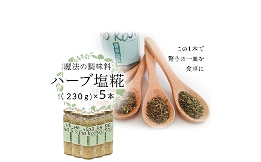 魔法の調味料 【 ハーブ塩糀 】× 5本 塩糀 塩麹 塩こうじ 麹 ハーブ 料理 調味料 発酵 農創 [AC11-NT]