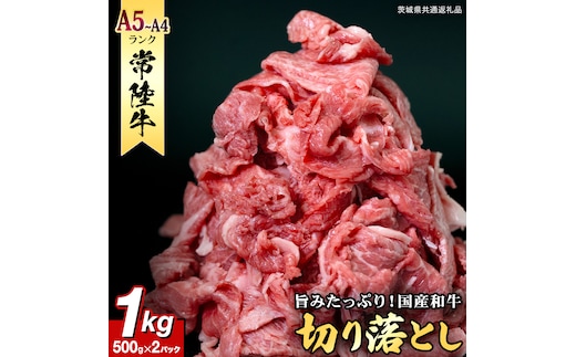 【 常陸牛 】 切り落とし1kg (茨城県共通返礼品) 国産 焼き肉 牛肉 やきにく ブランド牛肉 ブランド牛 国産牛 お肉 A4ランク A5ランク すき焼き 牛丼 小分け [BX11-NT]
