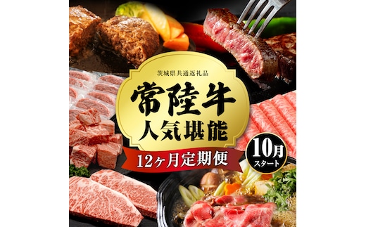 【定期便】【2026年10月スタート】【全12回】『常陸牛』人気12か月堪能セット（12か月連続でお届け） お肉 肉 牛肉 ステーキ ハンバーグ サーロイン 赤身 切り落とし 霜降り カルビ [BX35-NT]