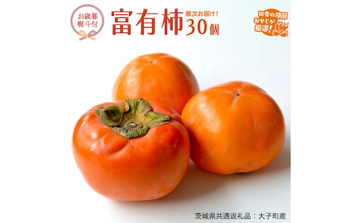 【お歳暮 熨斗付】 富有柿 30個 【令和7年12月より発送開始】 （茨城県共通返礼品：大子町産） 田舎の頑固おやじが厳選！ 柿 富有柿 高糖度 ギフト ラッピング 御歳暮 甘い 美味しい [BI322-NT]