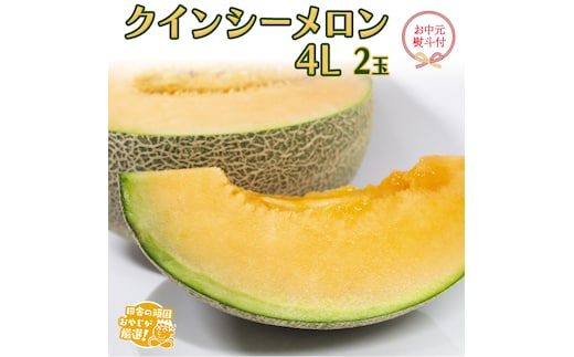 【お中元 熨斗付】 クインシーメロン 4L ×2個 【2026年7月より発送開始】 田舎の頑固おやじが厳選！ メロン お中元 ギフト 高糖度 大玉 甘い 美味しい フルーツ [BI252-NT]