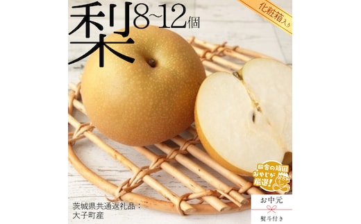 【 お中元 熨斗付 】【 化粧箱入り 】 梨 8～12個 【2026年8月より発送開始】 （茨城県共通返礼品 [梨]：大子町産） 梨 幸水 フルーツ 果物 旬