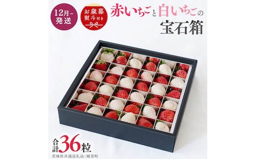【 お歳暮 熨斗付 】赤いちごと白いちごの宝石箱 36粒【12月から発送開始】（茨城県共通返礼品 [いちご]：城里町産） いちご 苺 イチゴ 白いちご 白イチゴ 宝石箱 [BI377-NT]