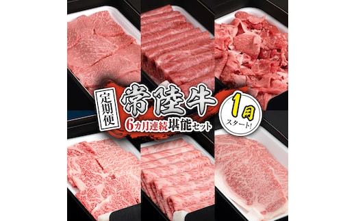 【定期便】【令和8年1月スタート】【全6回】『常陸牛』人気6か月堪能セット（6か月連続でお届け） お肉 肉 牛肉 ステーキ サーロイン 赤身 切り落とし 霜降り カルビ[BX42-NT]