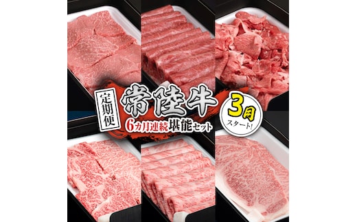 【定期便】【令和8年3月スタート】【全6回】『常陸牛』人気6か月堪能セット（6か月連続でお届け） お肉 肉 牛肉 ステーキ サーロイン 赤身 切り落とし 霜降り カルビ [BX53-NT]