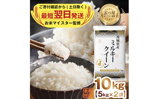【 最短 翌日発送 】 茨城県産 ミルキークイーン 10kg ( 5kg ×2) 五つ星 お米マイスター 監修 みるきーくいーん 国産 こめ コメ 米 精米 すぐ発送 人気 美味しい ランキング ふるさと納税 返礼品 [DW04-NT]