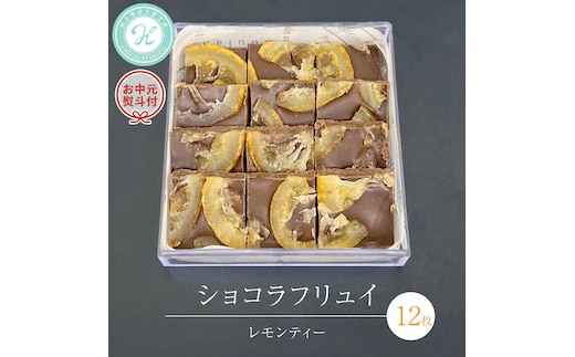 【 お中元 熨斗 付】 ショコラフリュイ レモンティー 12枚 チョコレート チョコ スイーツ デザート 高級 ギフト 贈り物 お礼 プレゼント 手土産 お菓子 [DJ56-NT]