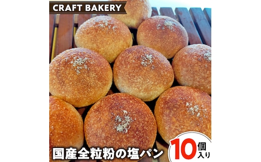 全粒粉 の 塩パン （ 国産全粒粉 ）【 10個 入り 】 塩パン 全粒粉 パン 乳卵不使用 食物繊維 ヘルシー 冷凍