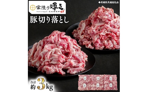 【 常陸の輝き 】 豚 切り落とし 500g×6パック （ 約3kg ） (茨城県共通返礼品) 国産 国内産 豚肉 ポーク 豚こま 小間切れ カレー 焼きそば 炒め物 贈り物 ギフト 小分け [ET07-NT]
