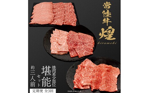 【定期便】＜全3回＞ 【 常陸牛 煌 】 焼肉 希少部位 堪能セット 約3人前 (茨城県共通返礼品) 牛肉 ブランド牛 きらめき 和牛 A5 黒毛和牛 国産黒毛和牛 国産牛 希少 贈答 ギフト [BX154-NT]