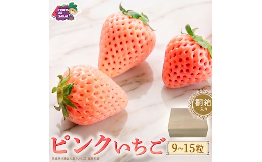 【桐箱入り】ピンクいちご 9～15粒 【2027年1月から発送開始】（茨城県共通返礼品 [いちご]：城里町産） いちご イチゴ 苺 とちおとめ 甘い 国産 人気 桐箱入り 贈答 贈り物 ギフト ふるさと納税 [FC101-NT]