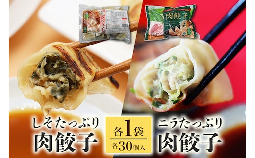【数量限定】 ニラたっぷり肉餃子・しそたっぷり肉餃子 各1袋 17-AP