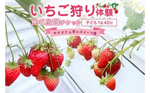 やすださん家のスイーツ園 いちご食べ放題 子ども1名40分食べ放題チケット 19-H