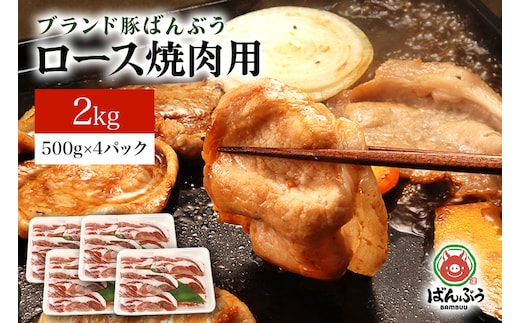 ブランド豚「ばんぶぅ」ロース焼肉用 2.0kg(500g×4パック) 42-AH
