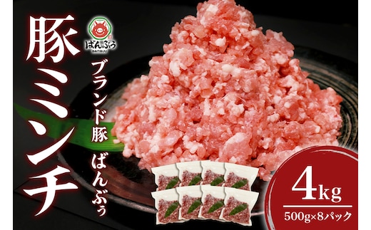 ブランド豚「ばんぶぅ」ミンチ 4.0kg(500g×8パック) 42-AS