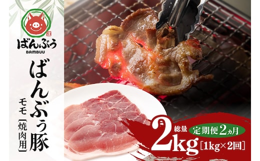 【定期便2ヶ月】ブランド豚「ばんぶぅ」小分け モモ焼肉用1.0kg（500g×2パック） 定期便 豚肉 モモ肉 もも肉 焼き肉 焼肉用 焼き肉用 ぶた肉 ブタ肉 国産 茨城県産 ギフト プレゼント 冷凍 高級部位 ブランド豚 42-BV