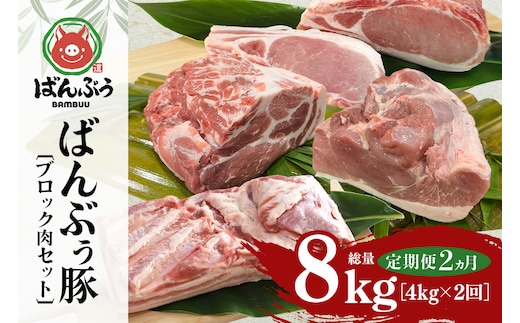 【定期便2ヶ月】ブランド豚「ばんぶぅ」ブロック肉セット（計4kg） 定期便 ばんぶぅ 豚肉 豚バラ肉 ブロック肉 しゃぶしゃぶ 焼き肉 ロース 豚バラ 肩ロース モモ ブロック 真空パック しゃぶしゃぶ肉 焼肉用 ぶた肉 ブタ肉 国産 茨城県産 ギフト プレゼント 冷蔵 高級部位 ブランド豚 42-CC
